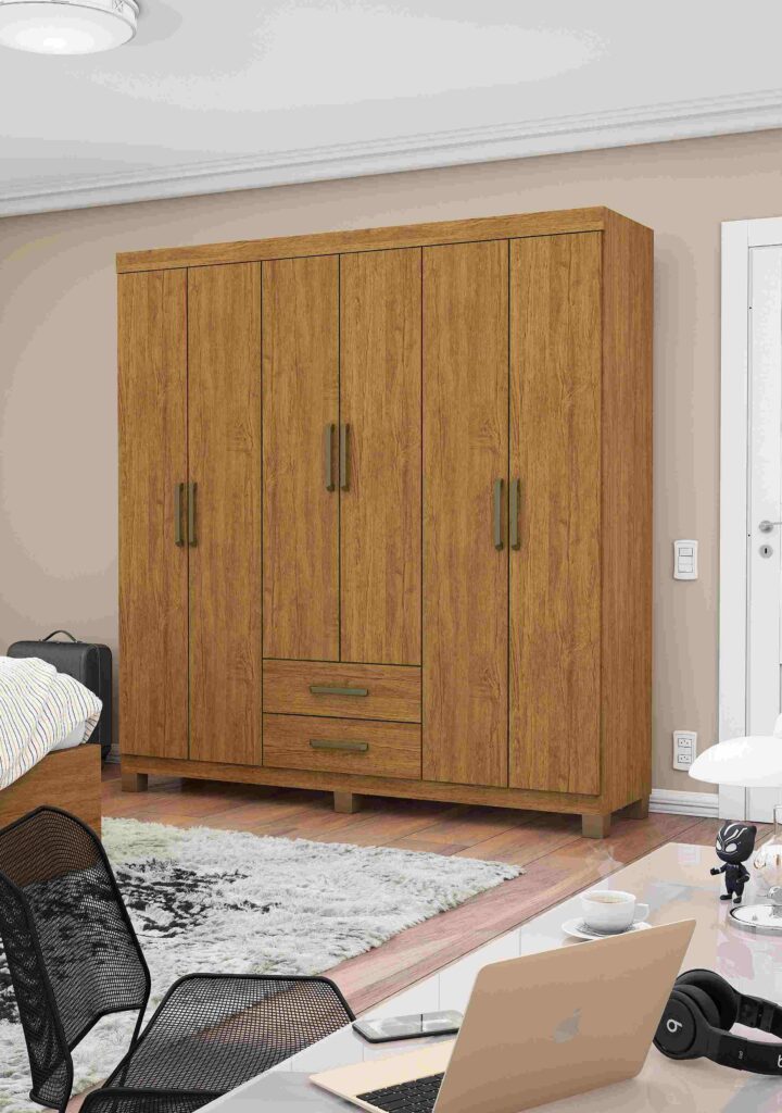 Roupeiro Aires Gold 6P2G com Pes Cinamomo Carioca
