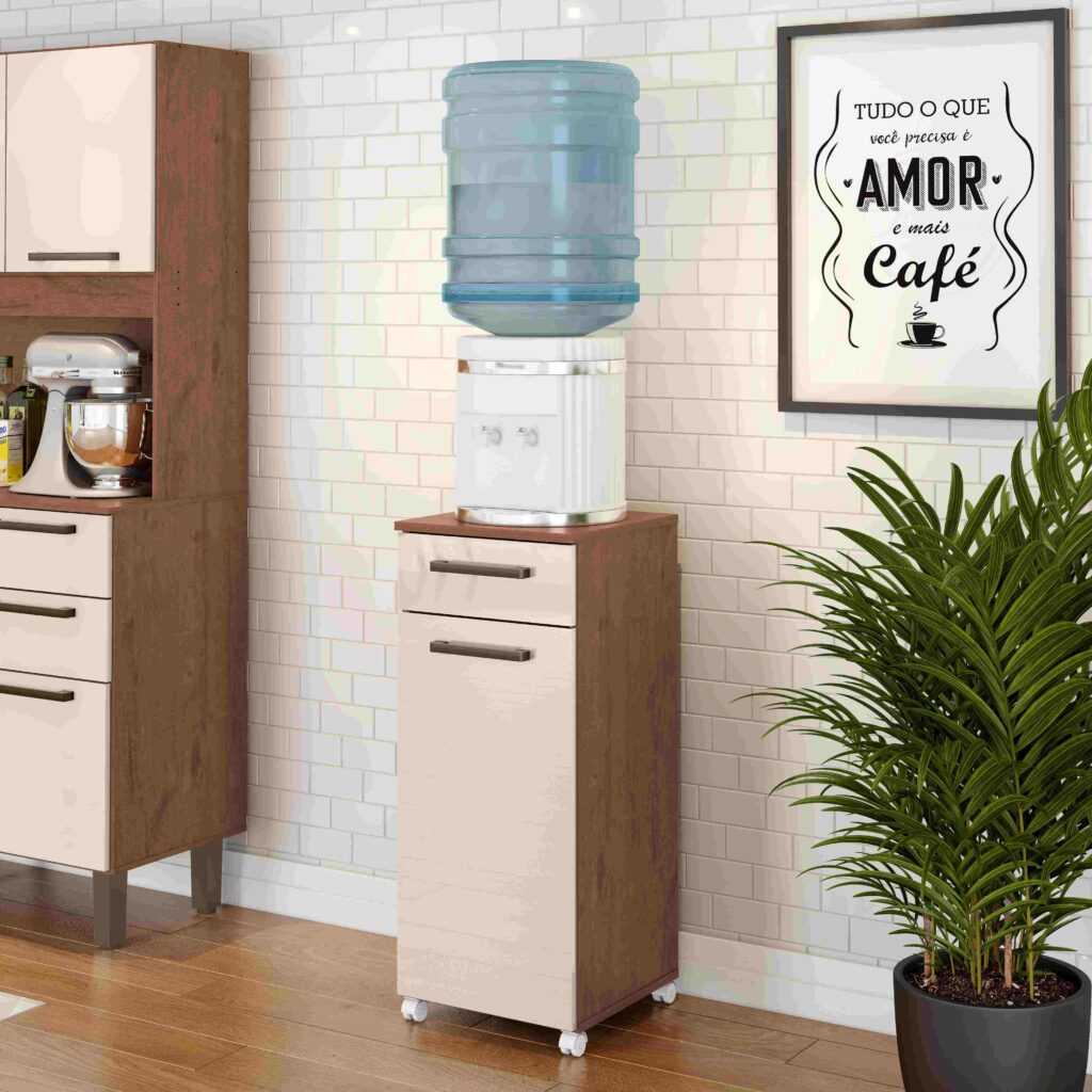 Armario Multiuso Clean 1P1G com Rodizios Natura.Off White Zanzini Moveis