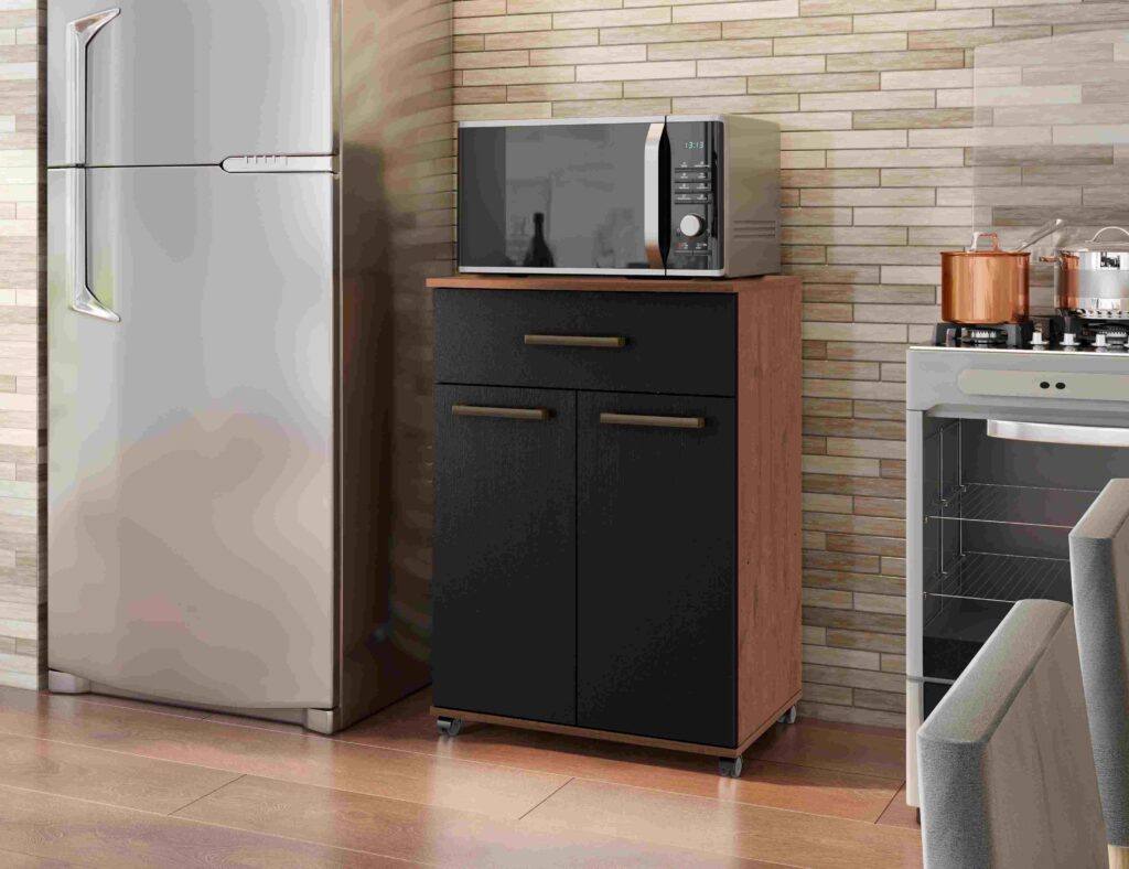 Armario Multiuso Primor 2P1G Cinamomo.Preto Catedral Zanzini Moveis