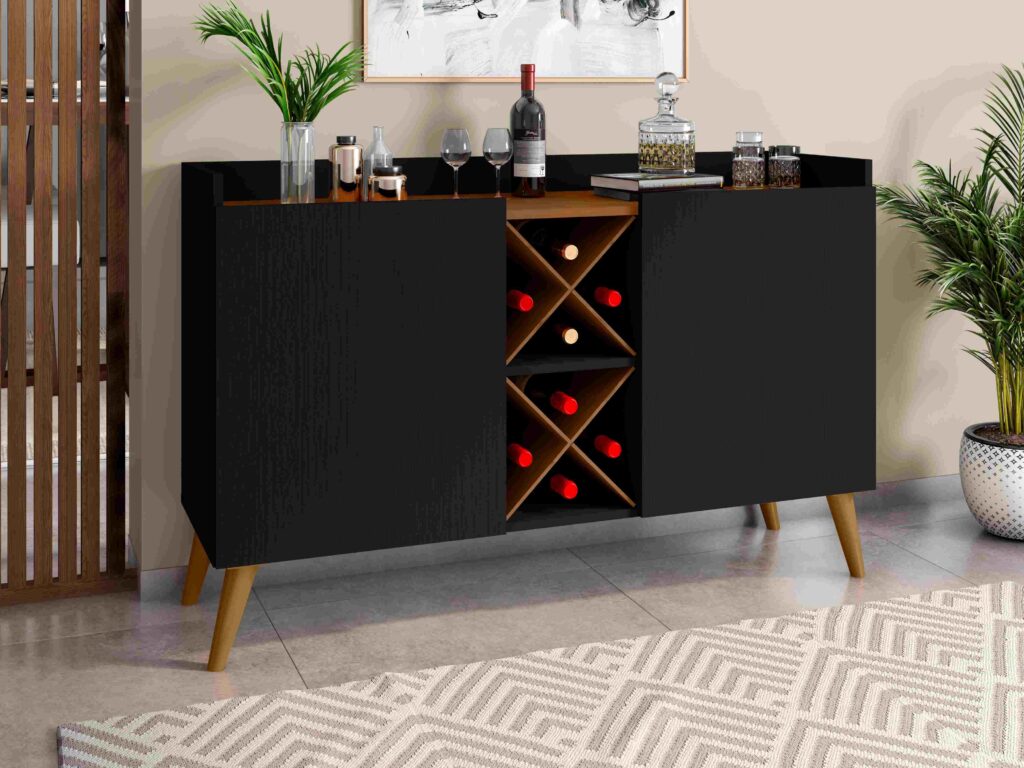 Buffet Max 2P Natura.Preto Zanzini Moveis