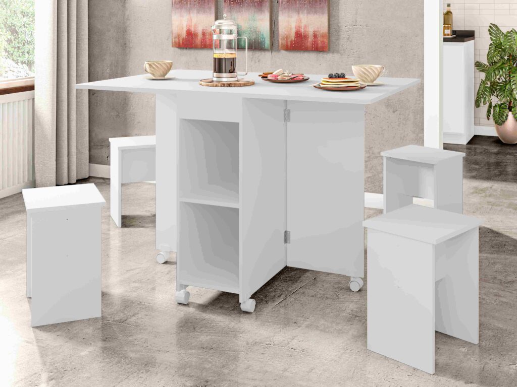 Mesa Dobravel Paris Branco Lacca Zanzini Moveis