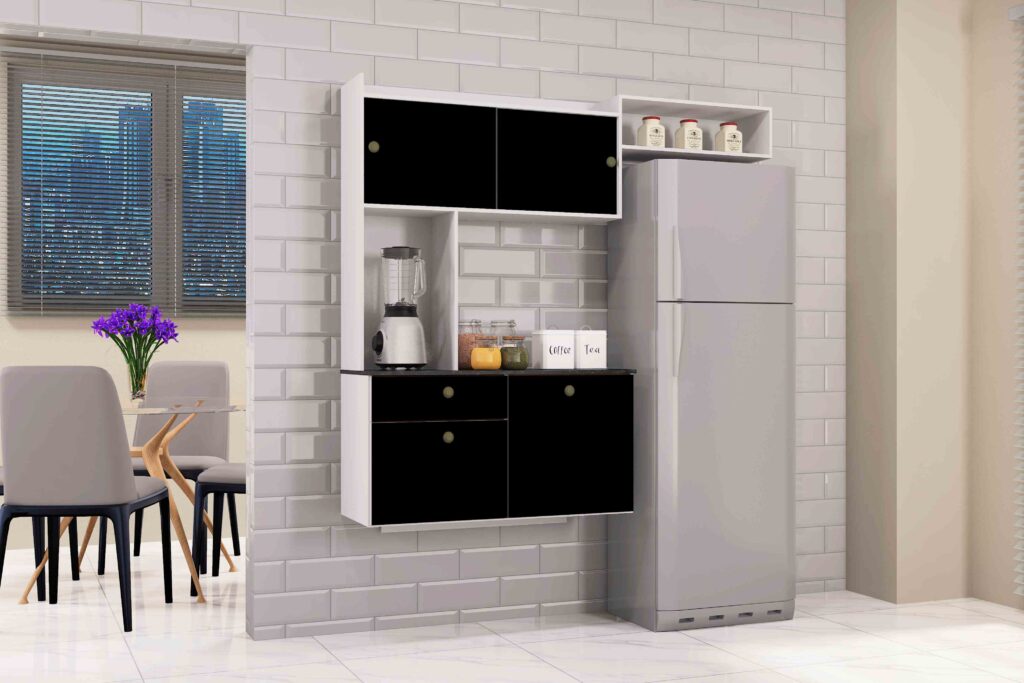 A576.Cozinha Suspensa Lara 4P1G Preto Poquema