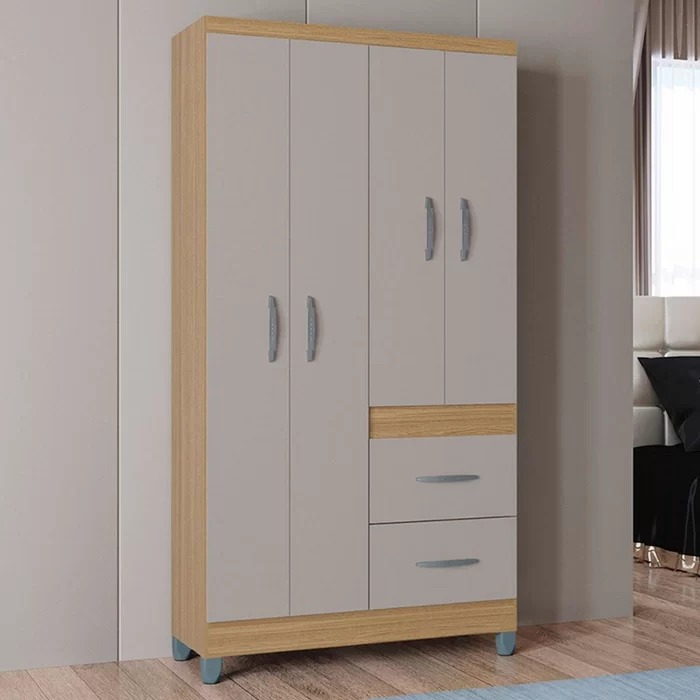 A837.Roupeiro New Marbela 4P2G Damasco.Off White Poquema