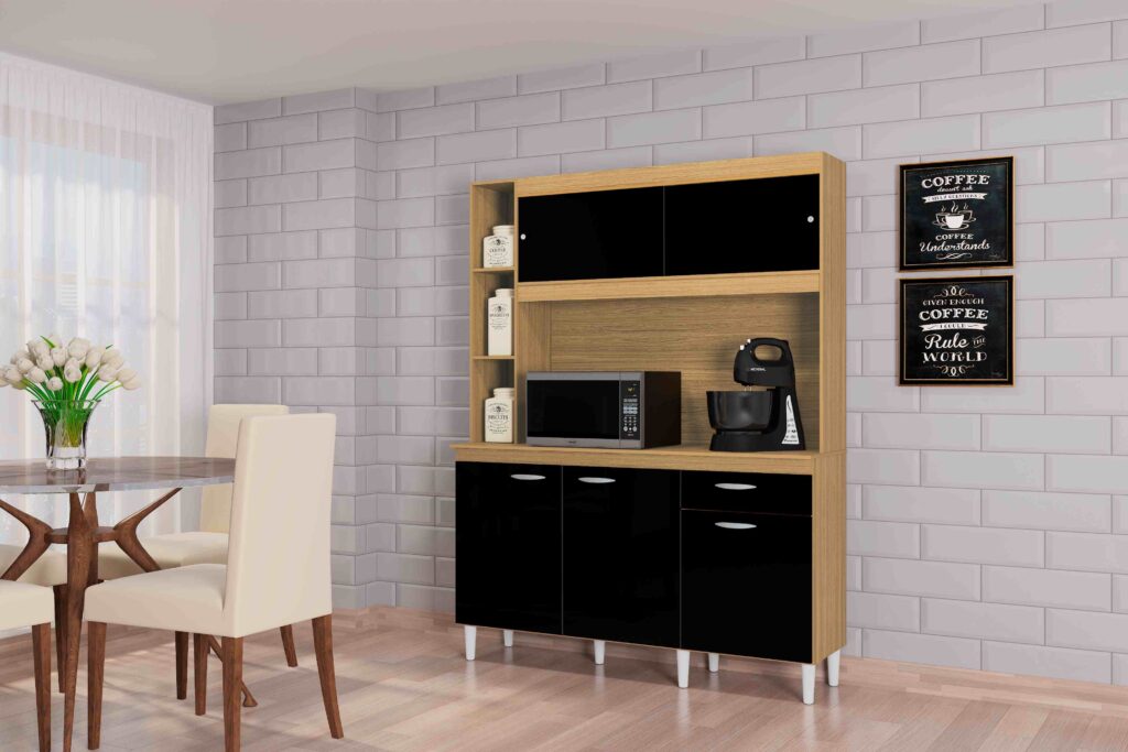 A883.Kit Cozinha Duda 140 5P1G Damasco.Preto Poquema