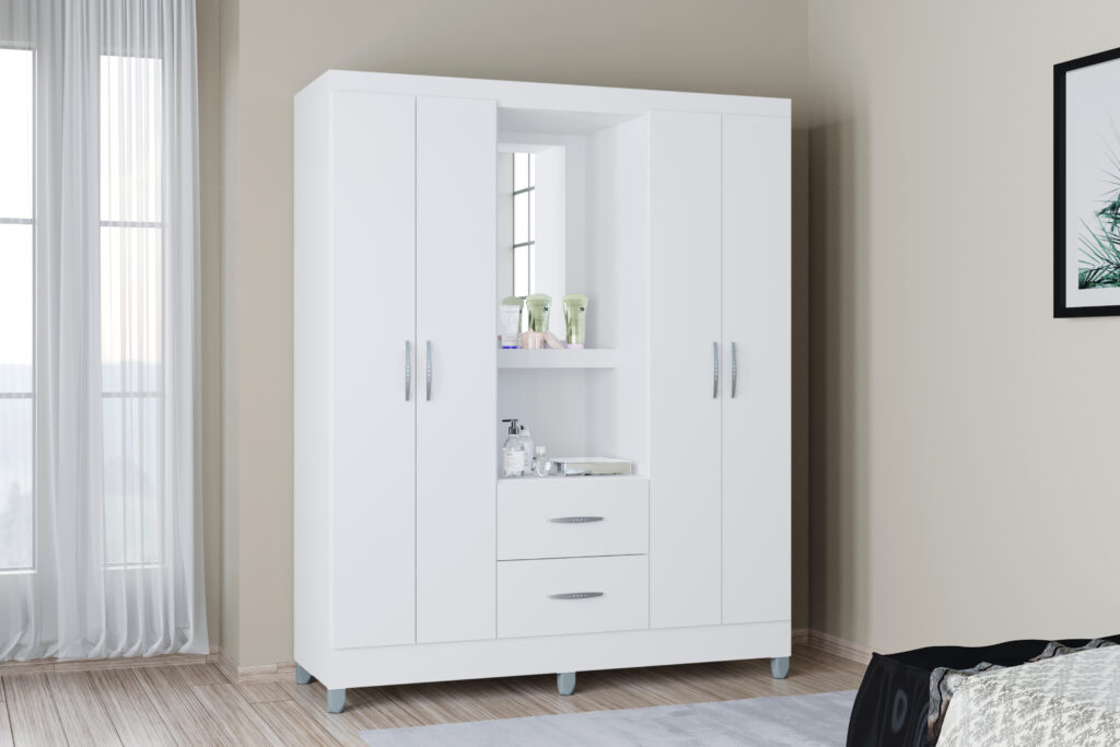 A966.Roupeiro Capelinha Cordoba 4P2G Branco Poquema