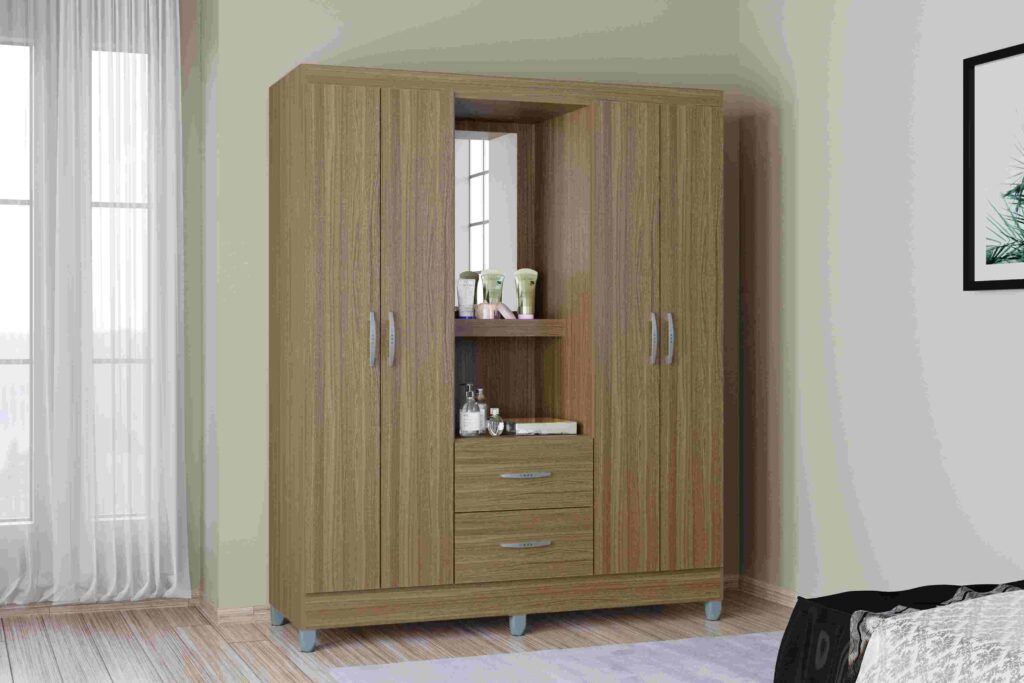 A966.Roupeiro Capelinha Cordoba 4P2G Castanho Poquema