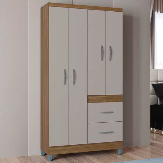 A837.Roupeiro New Marbela 4P2G Castanho.Off White Poquema