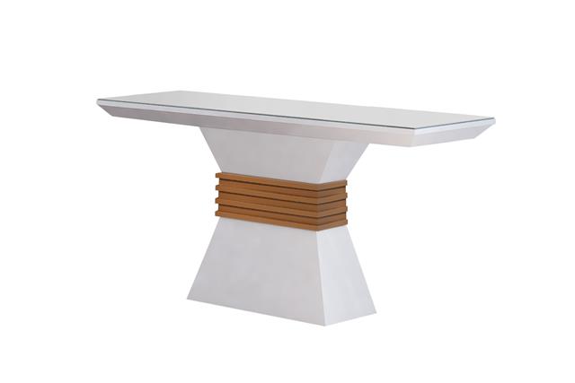 Aparador Agata Vidro Base Off White Detalhe Imbuia Rufato