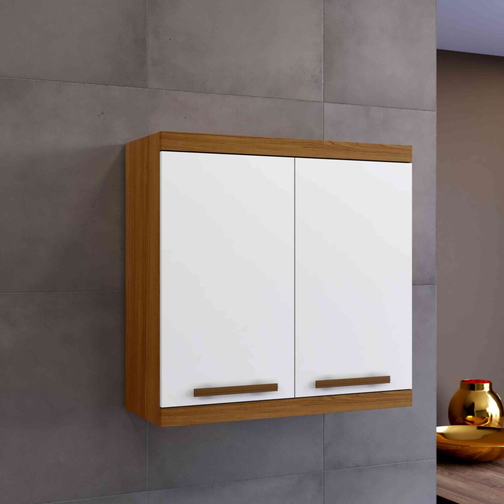 Armario Aereo Gold 2P Freijo.Branco Arte Moveis