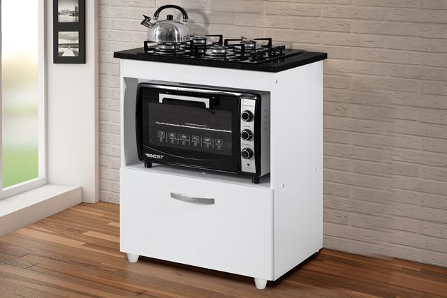 Balcao Salvia para CookTop 4 Bocas Branco Kaiki
