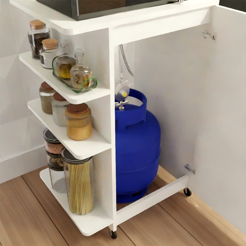Balcao para Botijao de Gas Gold 1Porta 3Prateleiras Visulizacao Interior Casa Jisa