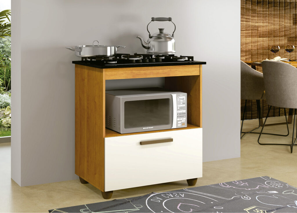 Balcao Salvia para CookTop 5 Bocas Naturale.Off White Kaiki