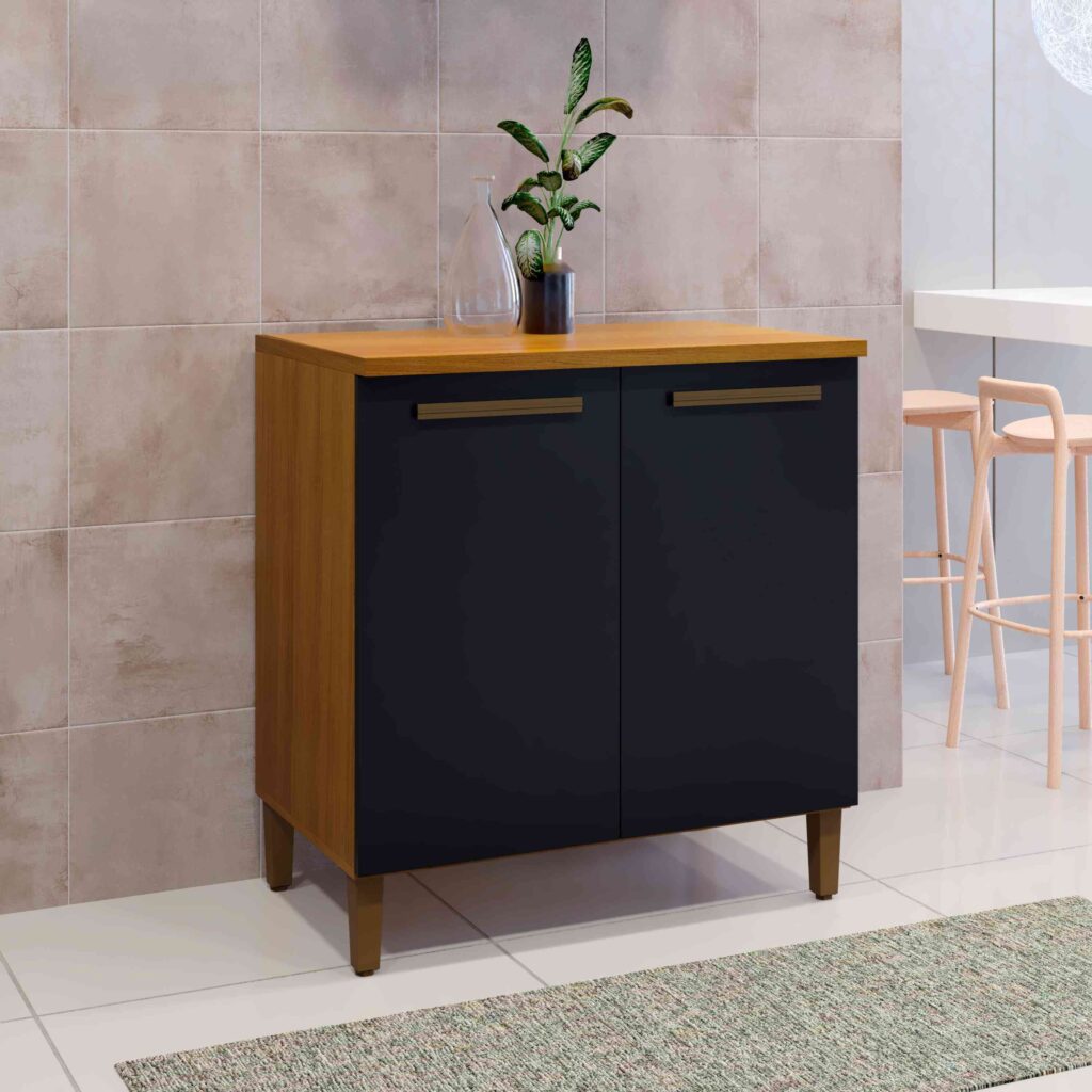 Balcao Ouro 2P Freijo.Grafite Arte Moveis