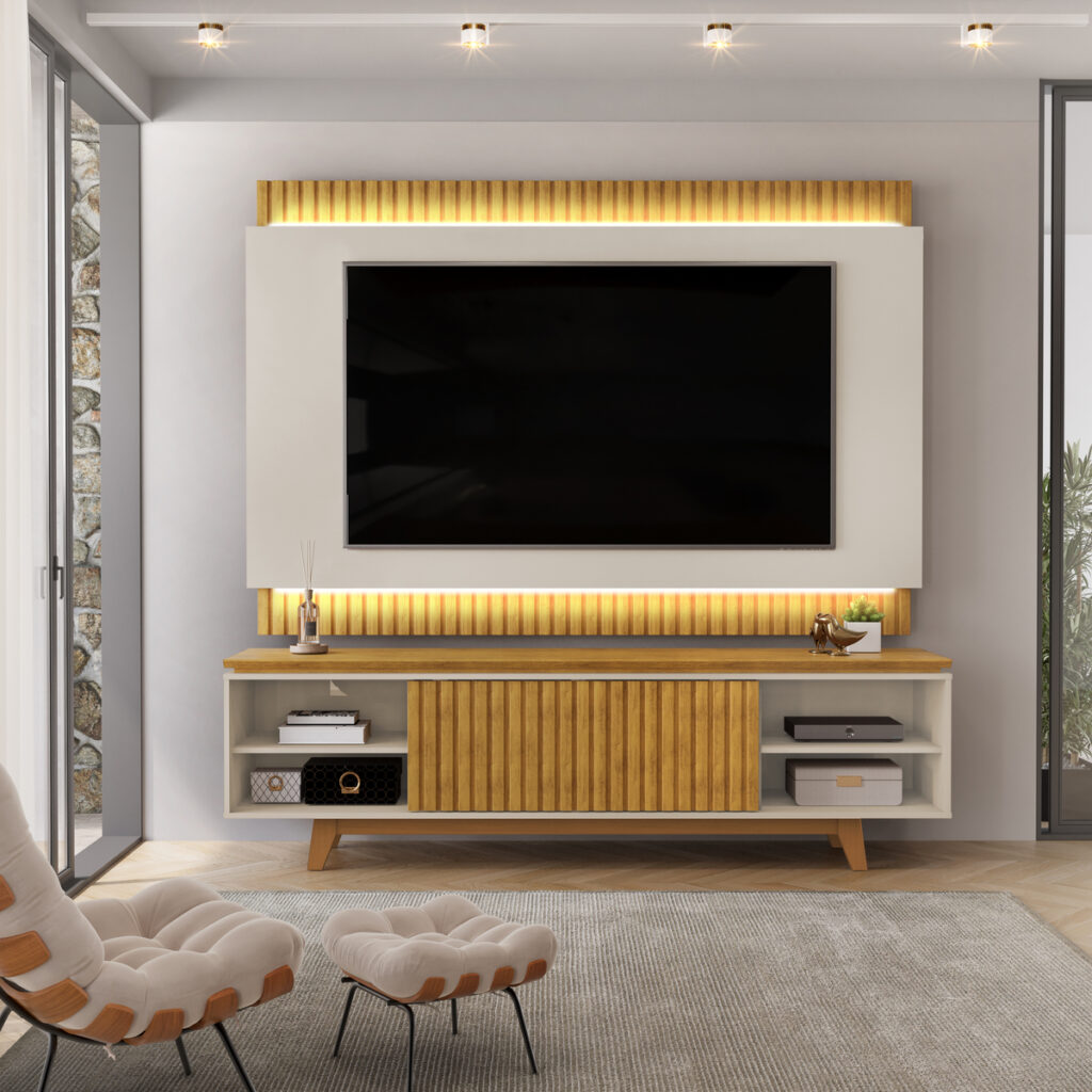 Bancada com Painel Loren Cedro.Bali DJ Moveis