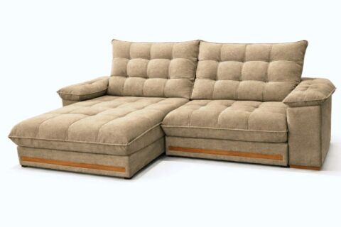Estofado Retratil Reclinavel Barcelona 230 2x90 mais Braco 25cm Linho Bege 01 Idealle