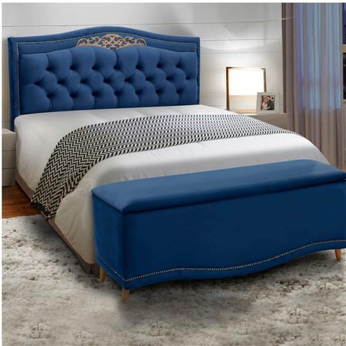 Cabeceira King Belize 195 Veludo Azul 2302 SR Cabec