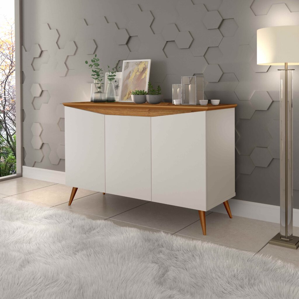 Buffet Aparador Encanto 3Pts Off White Nature Maria M