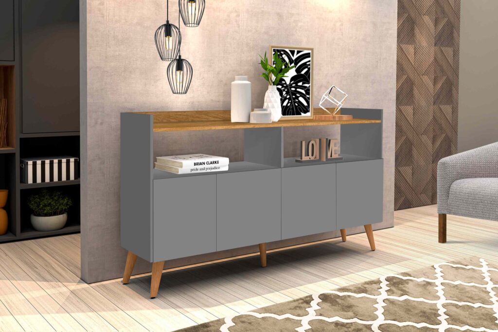 Buffet Master 4P Cinza.Nature J A Moveis