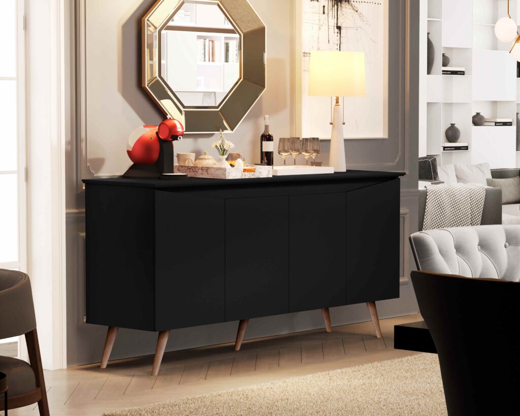 Buffet Aparador Encanto 4Pts Preto Maria M