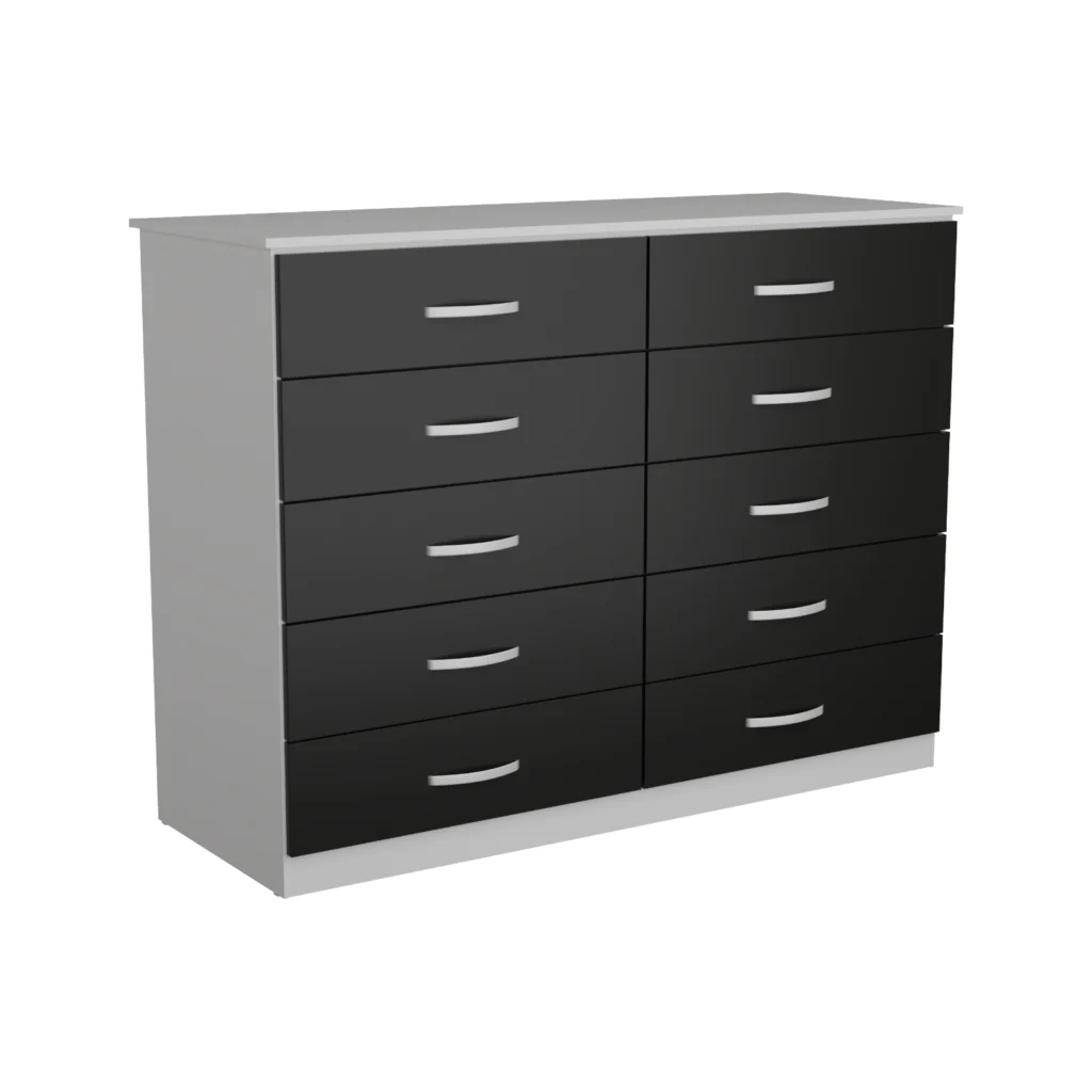 Cômoda Macaé-Parati 10 Gavetas Branco com Preto AS Móveis