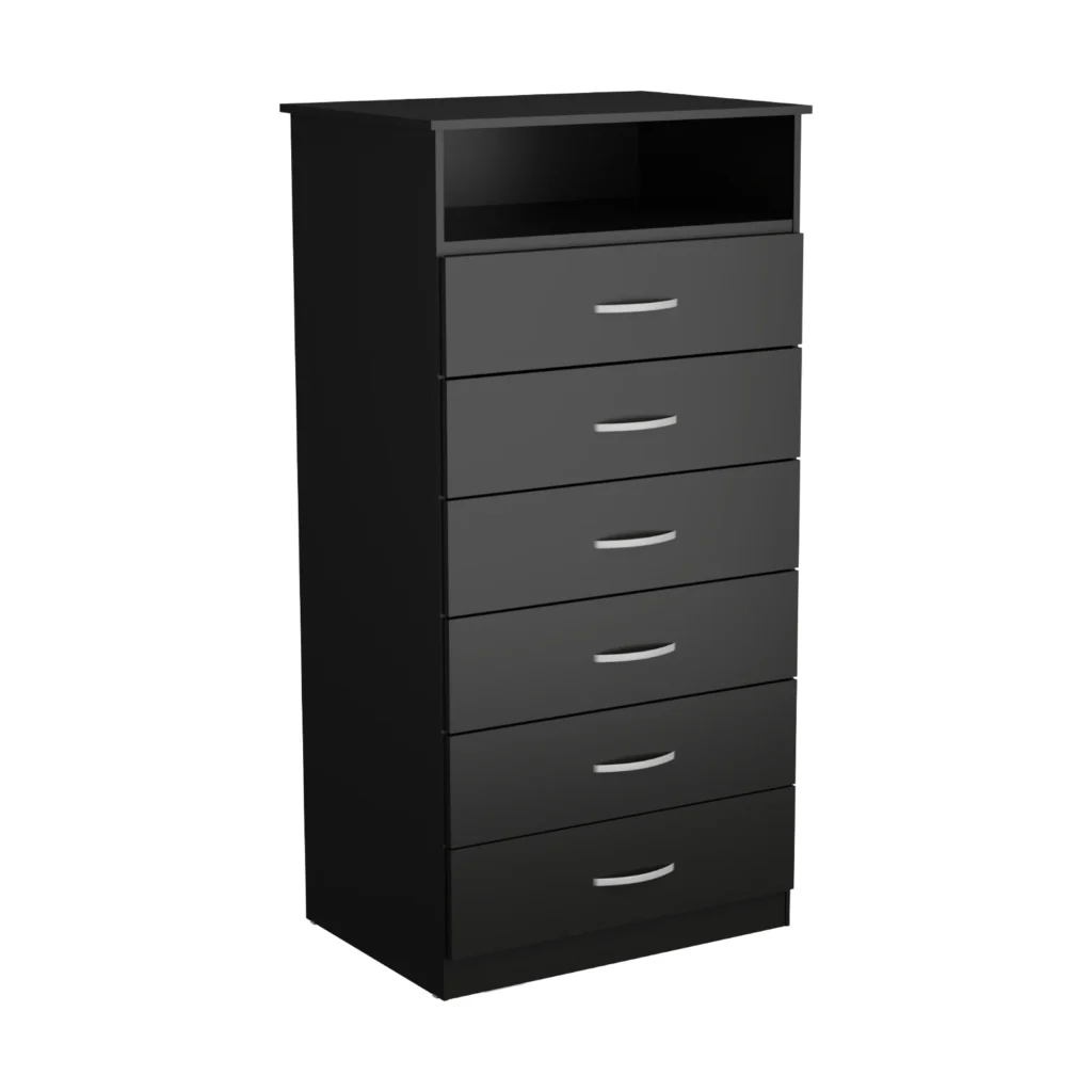 Cômoda Itaperuna-Búzios 6 Gavetas Preto AS Móveis