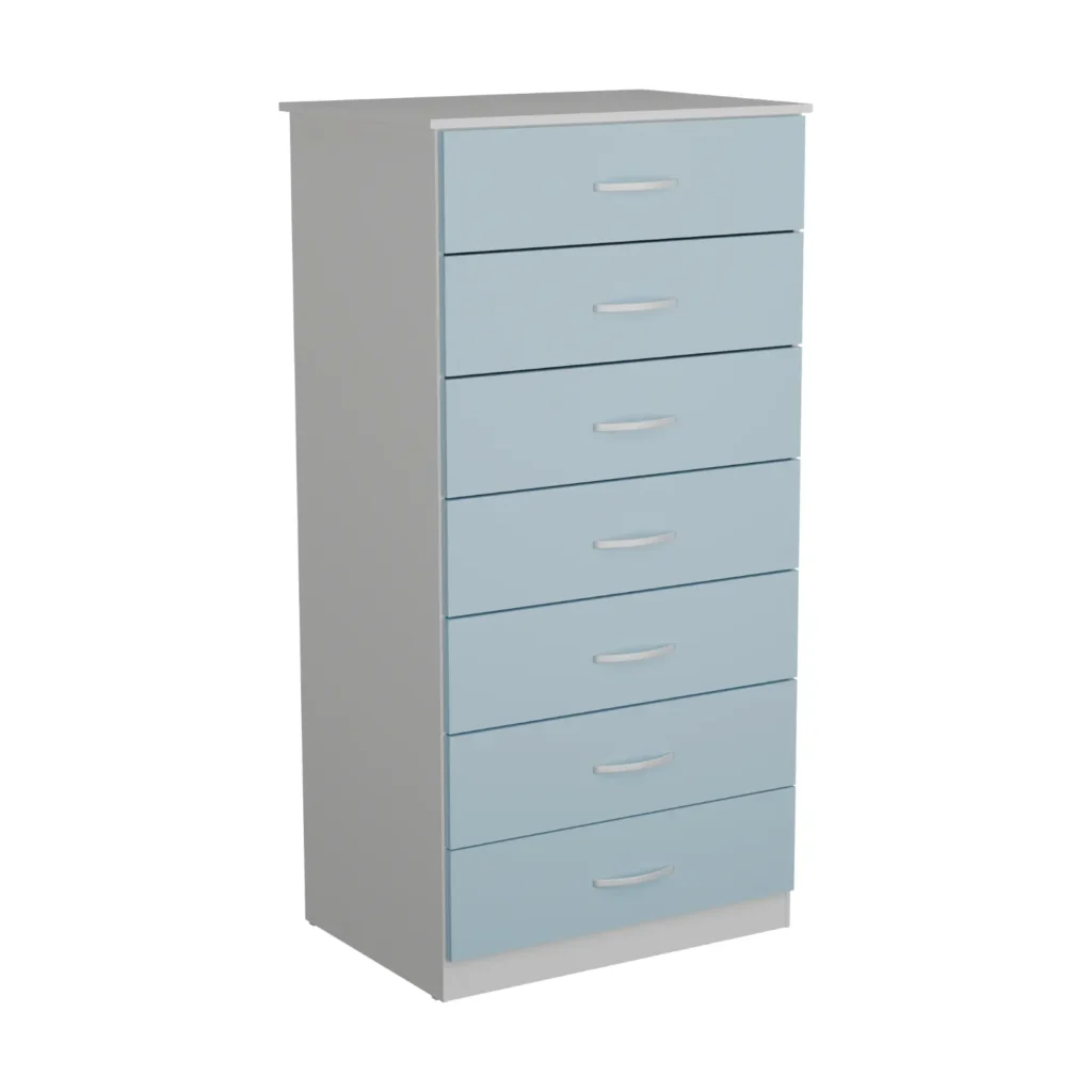 Cômoda Resende-Macabu 7 Gavetas Branco com Azul AS Móveis