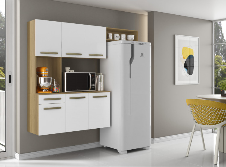 Cozinha Compacta Carol 6P1G com Balcao Atacama.Branco Aramoveis