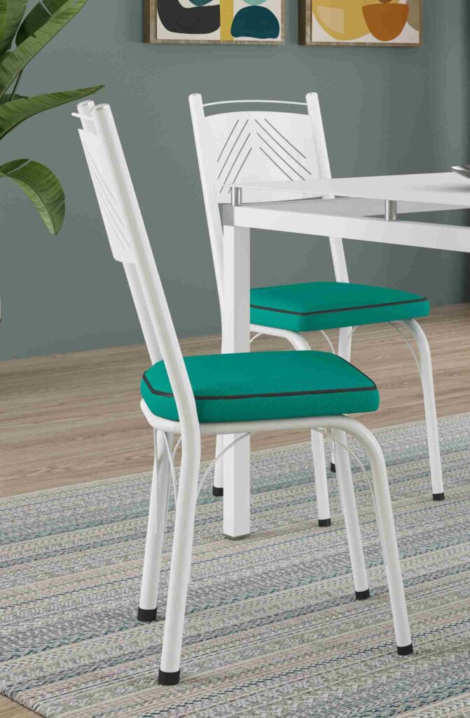 Kit 2 Cadeiras 151 Branco.,Turquesa Artefamol