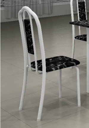 Kit com 4 Cadeiras Luisa Floral Preto.Branco Soma