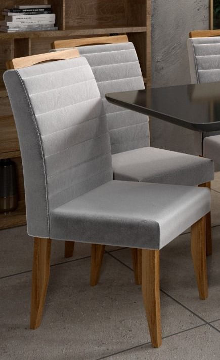 Kit com 2 Cadeiras Madri Cinamomo.Suede Prata 17 Minas Chair