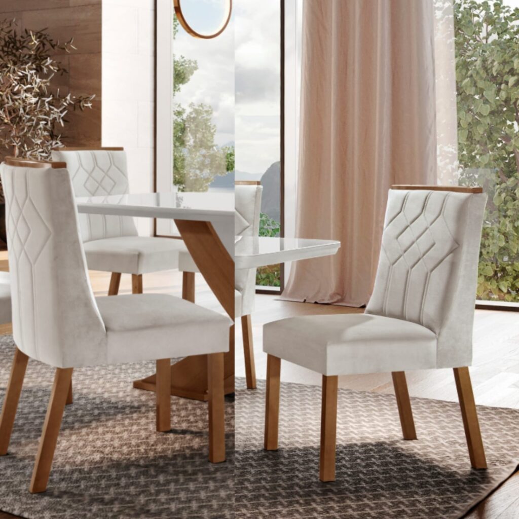 Kit com 2 Cadeiras Nevada Luxo Imbuia.La Boucle Creme Rufato