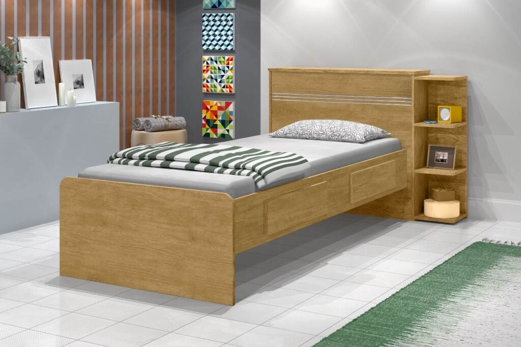 Cama Bau Solt Jade com Gavetas Nature J A Mov