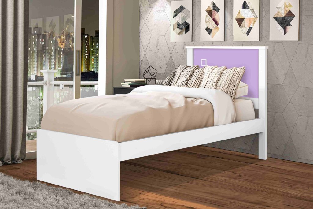 Cama Solteiro Barcelona Branco.Rosa.Lilas Flex Tebarrot