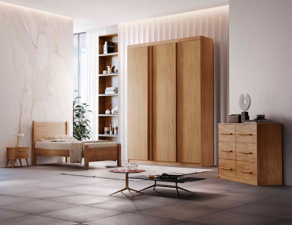 Roupeiro Chicago 3P2G Naturale Rufato
