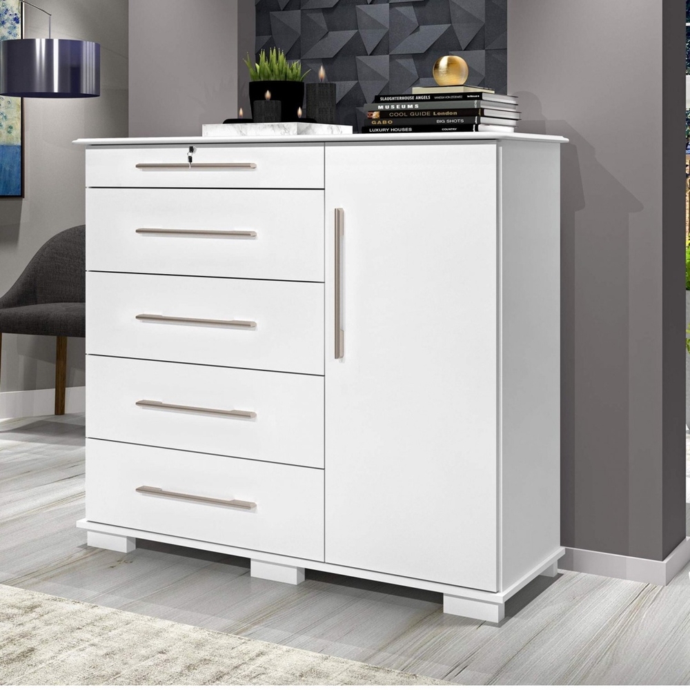 Comoda Detroit New 5G1P Branco J A Moveis