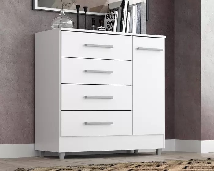 Comoda Laura 4G1P Branco Quarta Divisao