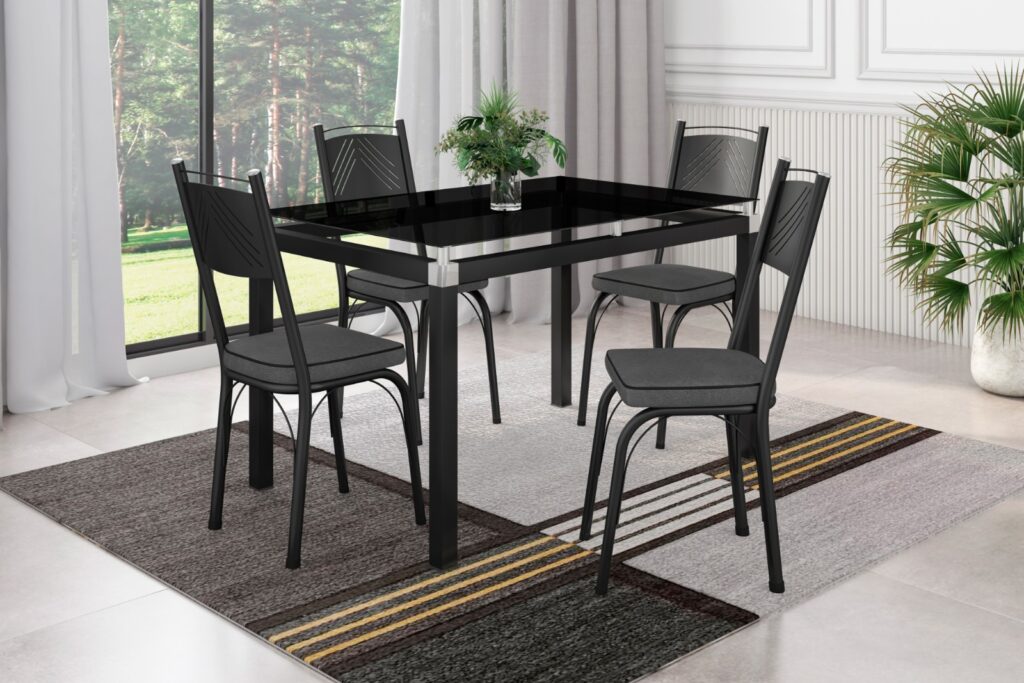 Mesa Malva TpVdr 107×73 4Cds 151 Preto.Cinza Artefamol