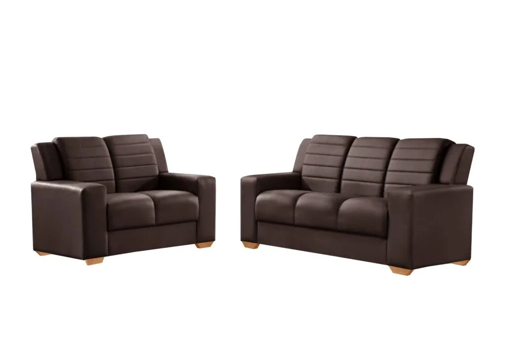 Conjunto Estofado Monaco 2x3Lgs Tec 001 Corino Marrom Top Estofados