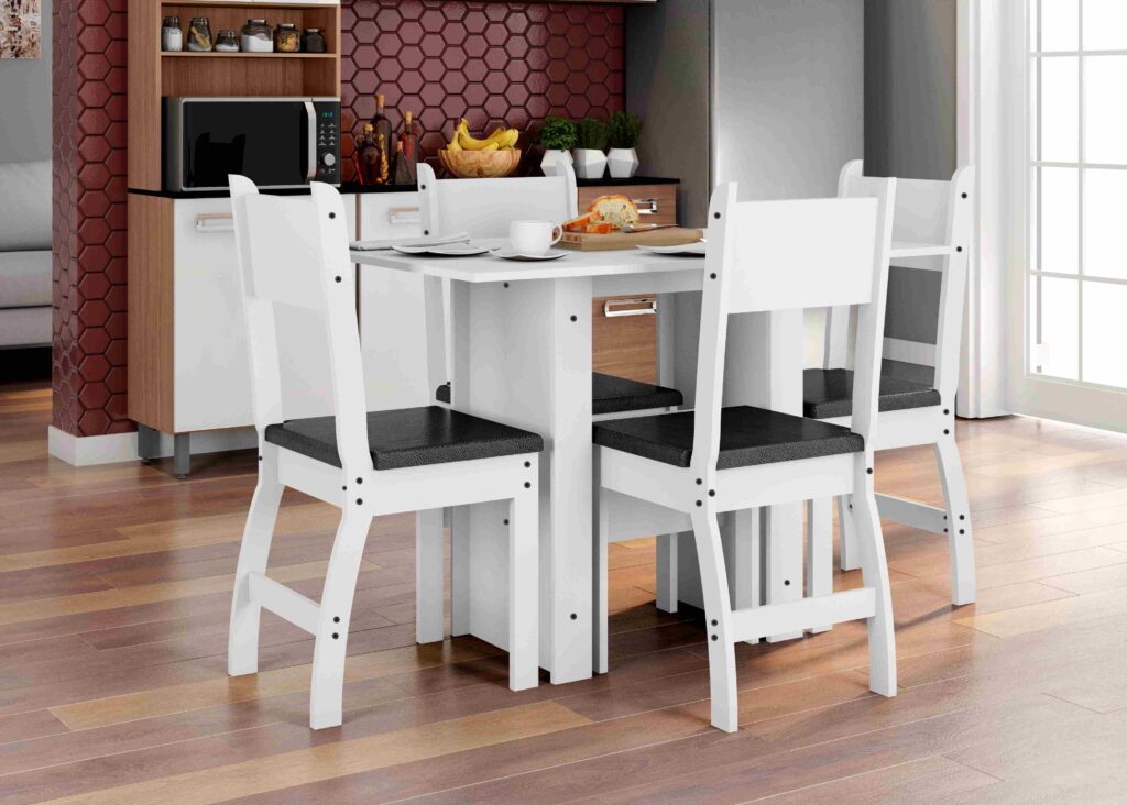 Comp Milano Mesa com 4 Cds Branco.Preto Poliman