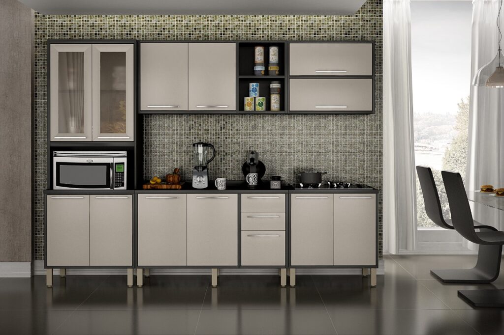 Cozinha Completa Paris 6Pcs Grafite.Off White Salleto