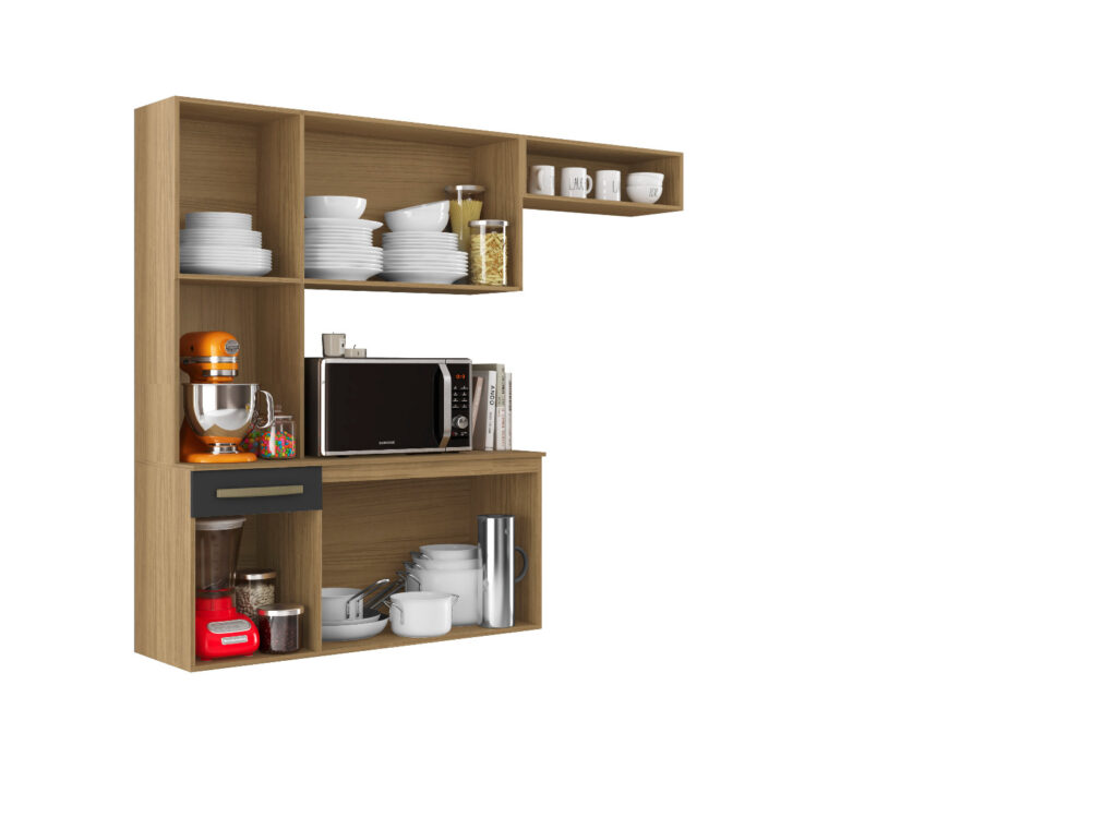 Cozinha Compacta Carol 6P1G com Balcao Visualizacao Interna Aramoveis