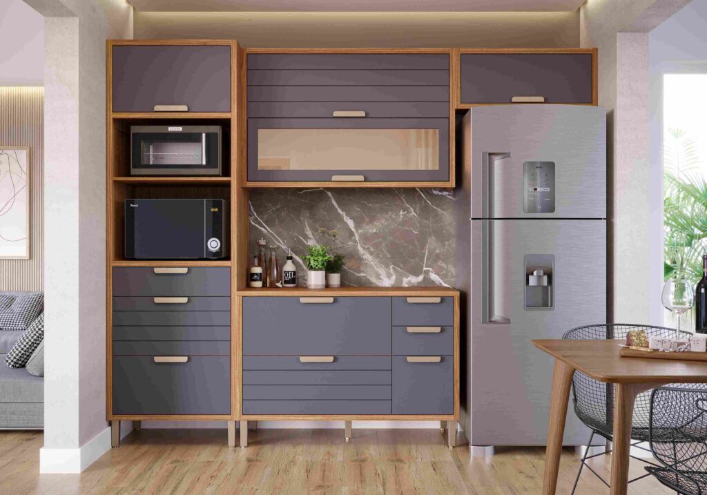 Cozinha Completa Eloise 6P6G 4 Pecas Freijo.Titanium MGM Moveis