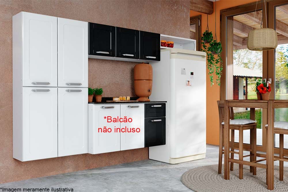 Cozinha 3Pcs Pan.Arm Tpl.Nicho Dona Maria Preto Bertolini