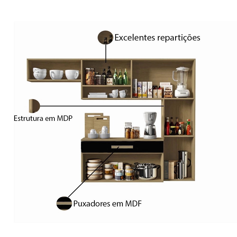 Cozinha Compacta Rubi com Balcao Visualizacao Interior Aramoveis