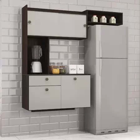 A576.Cozinha Suspensa Lara 4P1G Chocolate.Off White Poquema