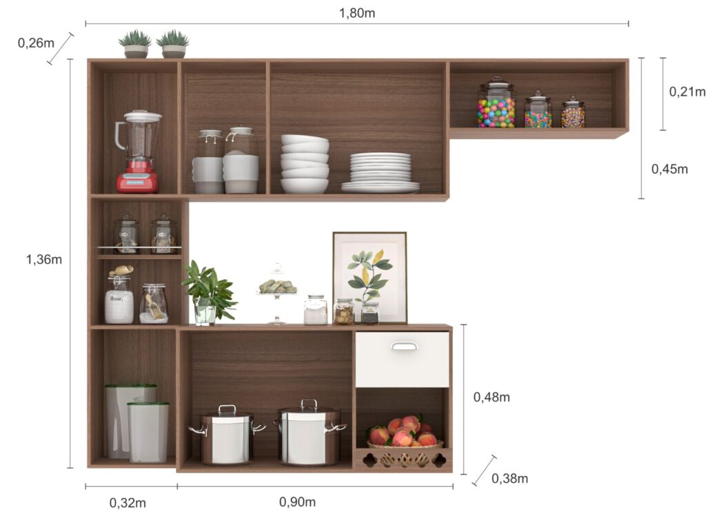 Cozinha Suspensa Mila 7P1G Visualizacao Interna Poliman
