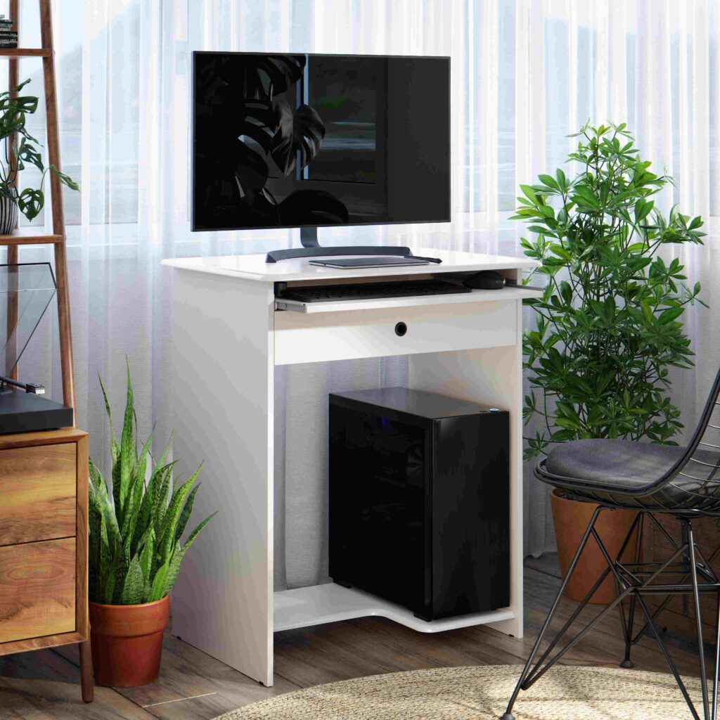 Mesa de Computador Pratica com Gaveta Branco EJ Moveis