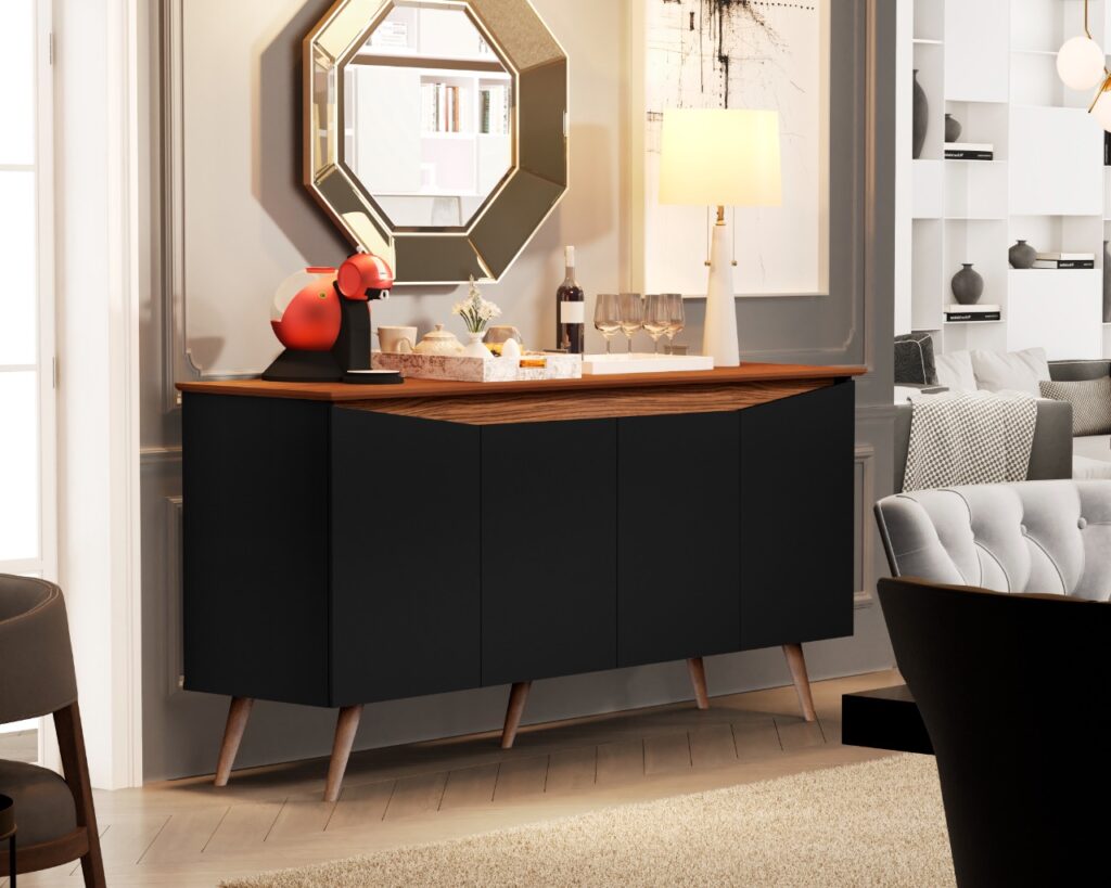 Buffet Aparador Encanto 4Pts Preto.Freijo Maria M