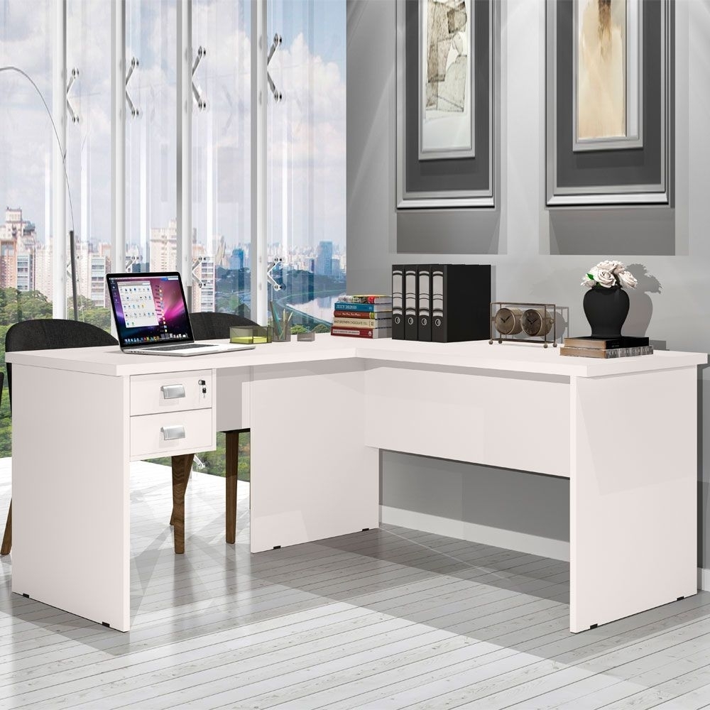 Escrivaninha Taurus em L 120.150 2G Branco J A Moveis