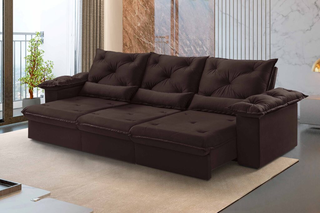 Estofado Retratil Reclinavel Atlas 320 3×90 Veludo Inca Marrom 17 Idealle